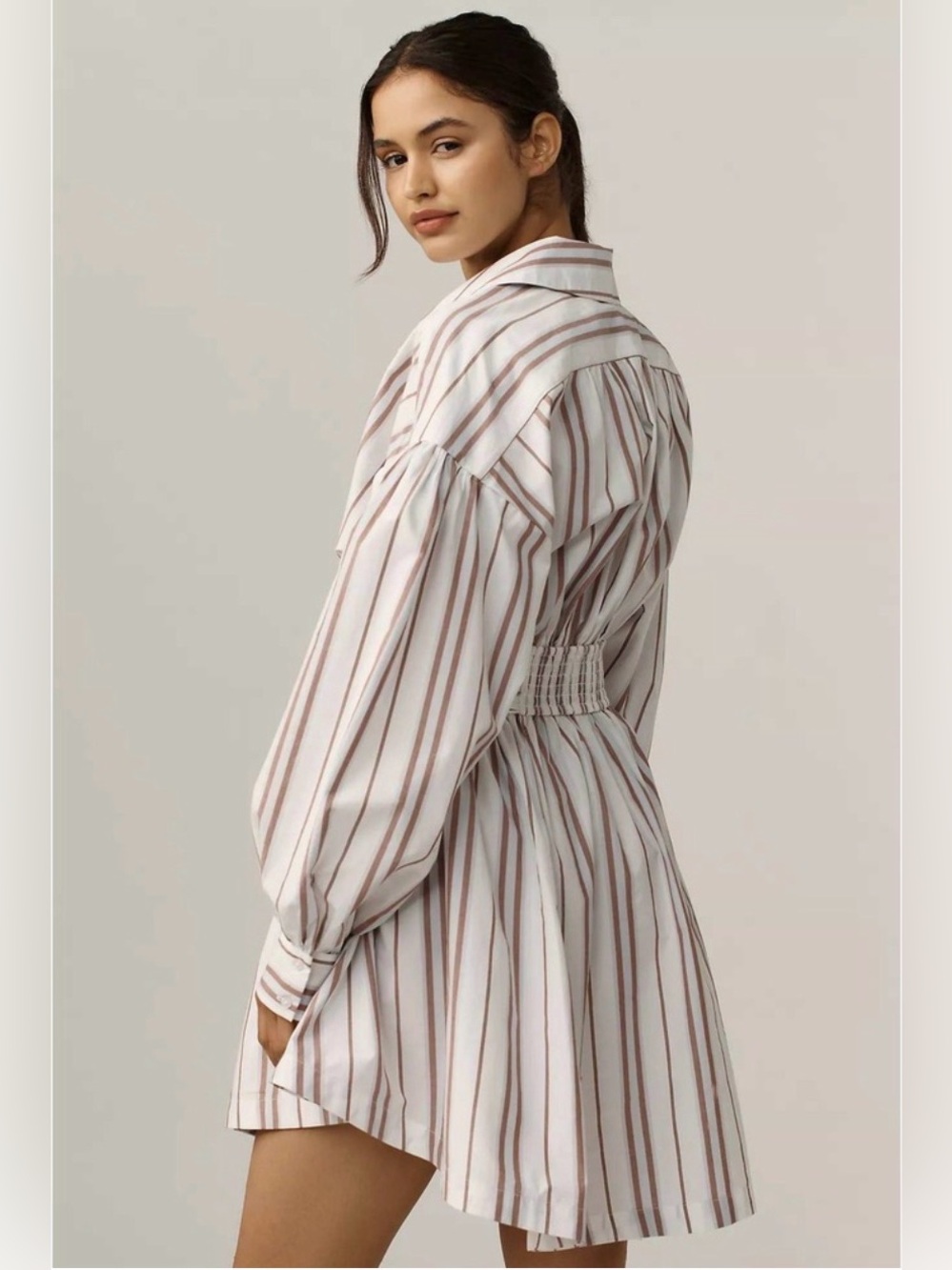 Anthropologie Striped High Low A-Line Mini Shirt Dress M NWT - Picture 8 of 16